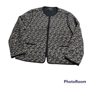 Lafayette 148 Women's Size XL Tweed Boucle Textured Blazer Jacket Black Gray